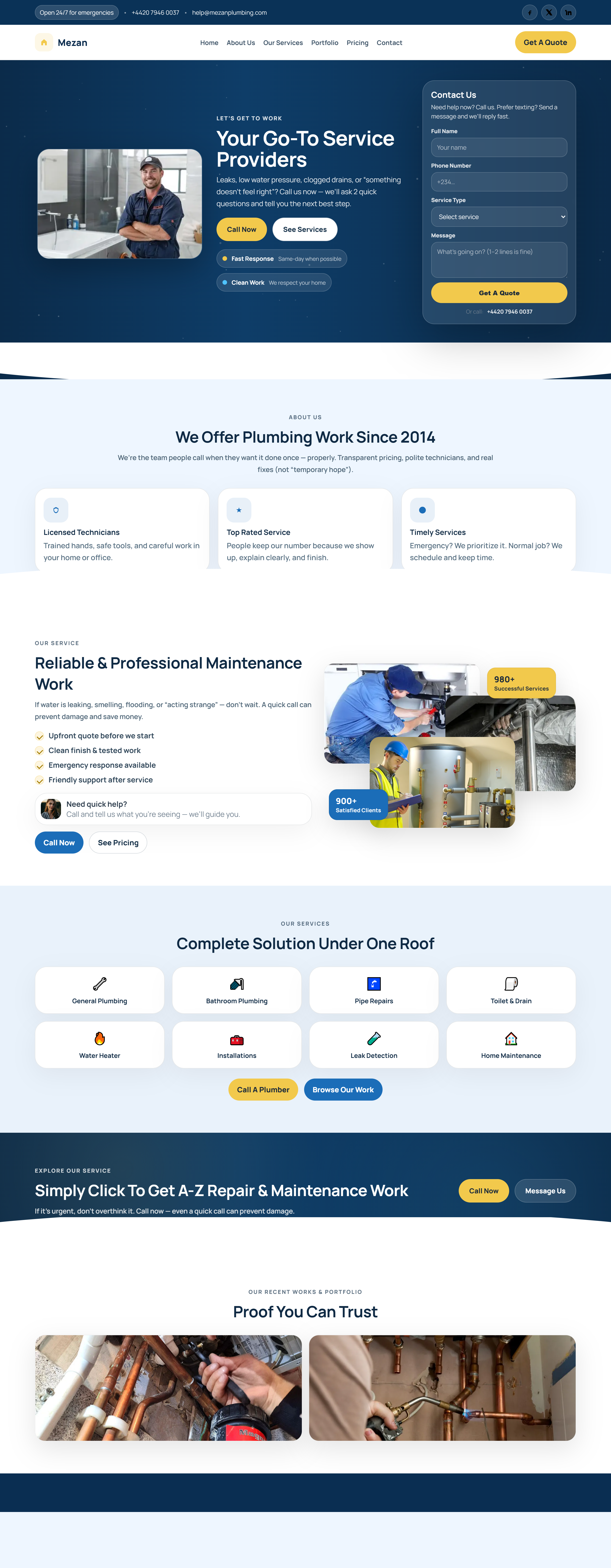 Plumbing web page